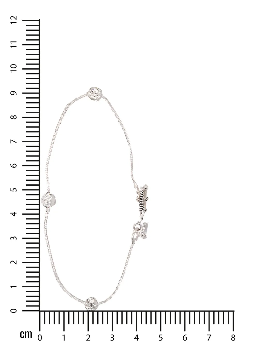 Set Of 2 Silver Plated Beaded Anklets