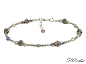 Shimmer Tanzanite Mauve Crystal Beaded Anklet