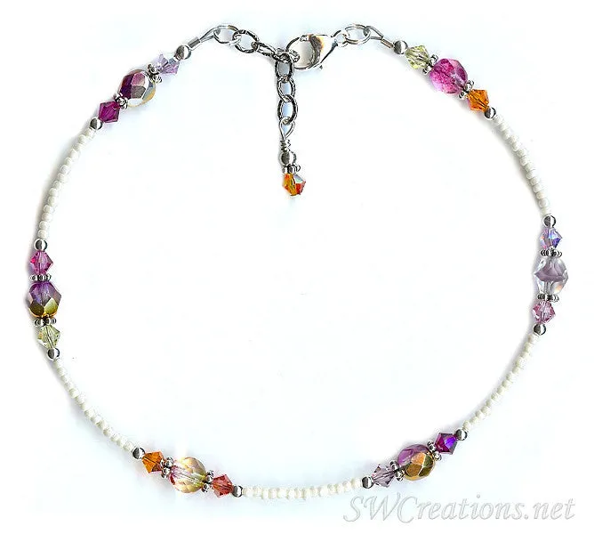 Shimmery Sunset Glass Crystal Anklet