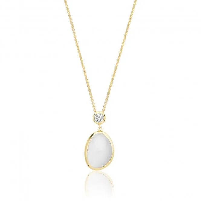 Silver & Co Moonstone & Cubic Zirconia Pendant with Yellow Gold Plating SPG0075Y