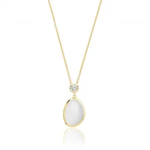 Silver & Co Moonstone & Cubic Zirconia Pendant with Yellow Gold Plating SPG0075Y