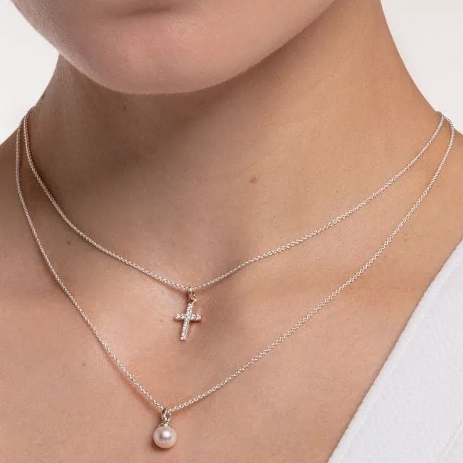 Silver Cross Necklace 45cm KE2069-051-14-L45v