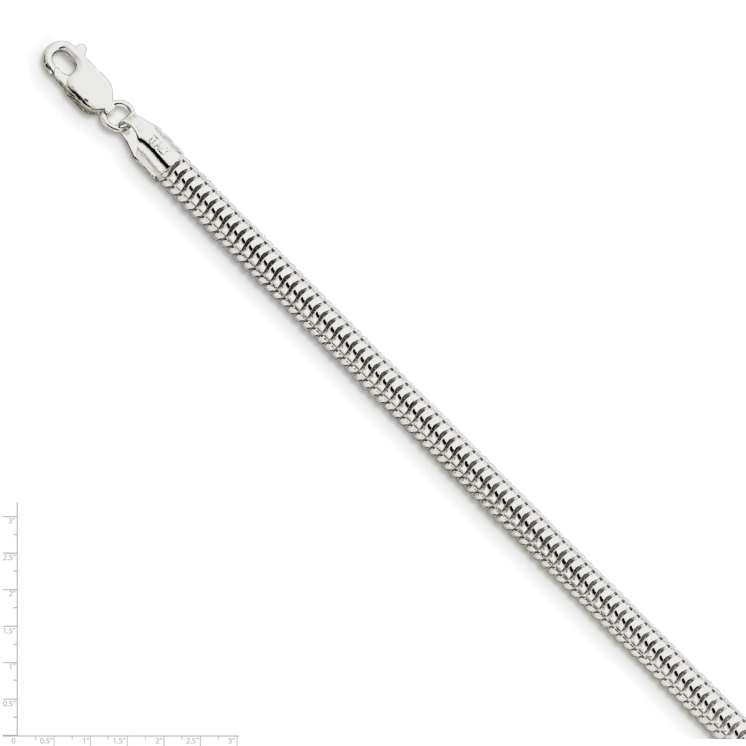 Silver Polished 5.00-mm Round Snake Chain