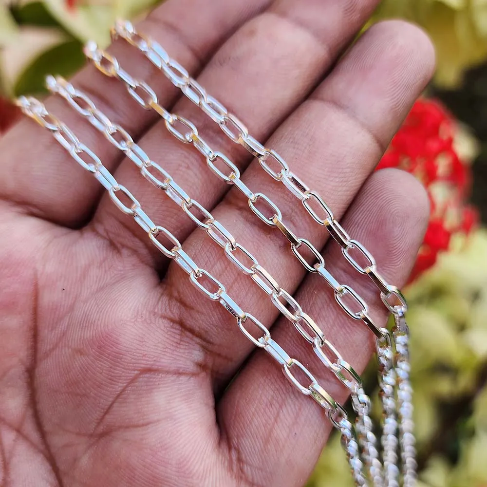 SILVER POLISHED CHAINS' SIZE APPROX ' 6X3 MM CHAIN LENGTH APPROX 90-95 CM SOLD BY 1 PIECE CUTTING PACK