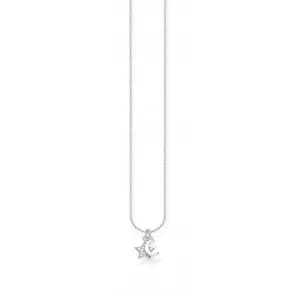 Silver Star & Moon Necklace 45cm KE2068-051-14-L45v