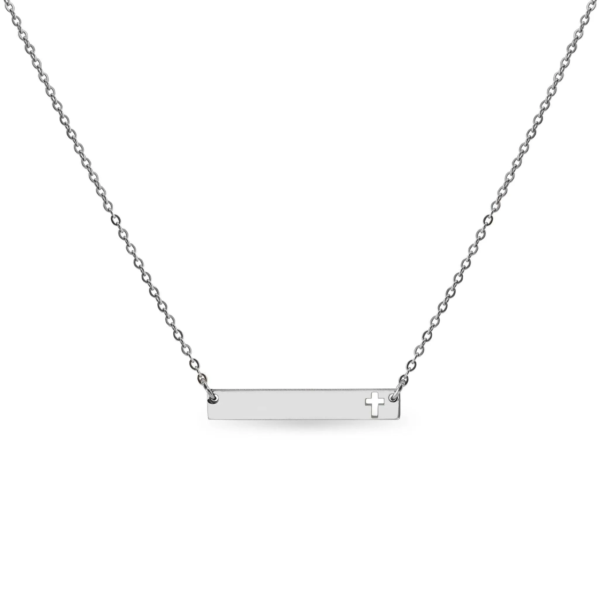 Stainless Steel Cutout Cross Bar Necklace