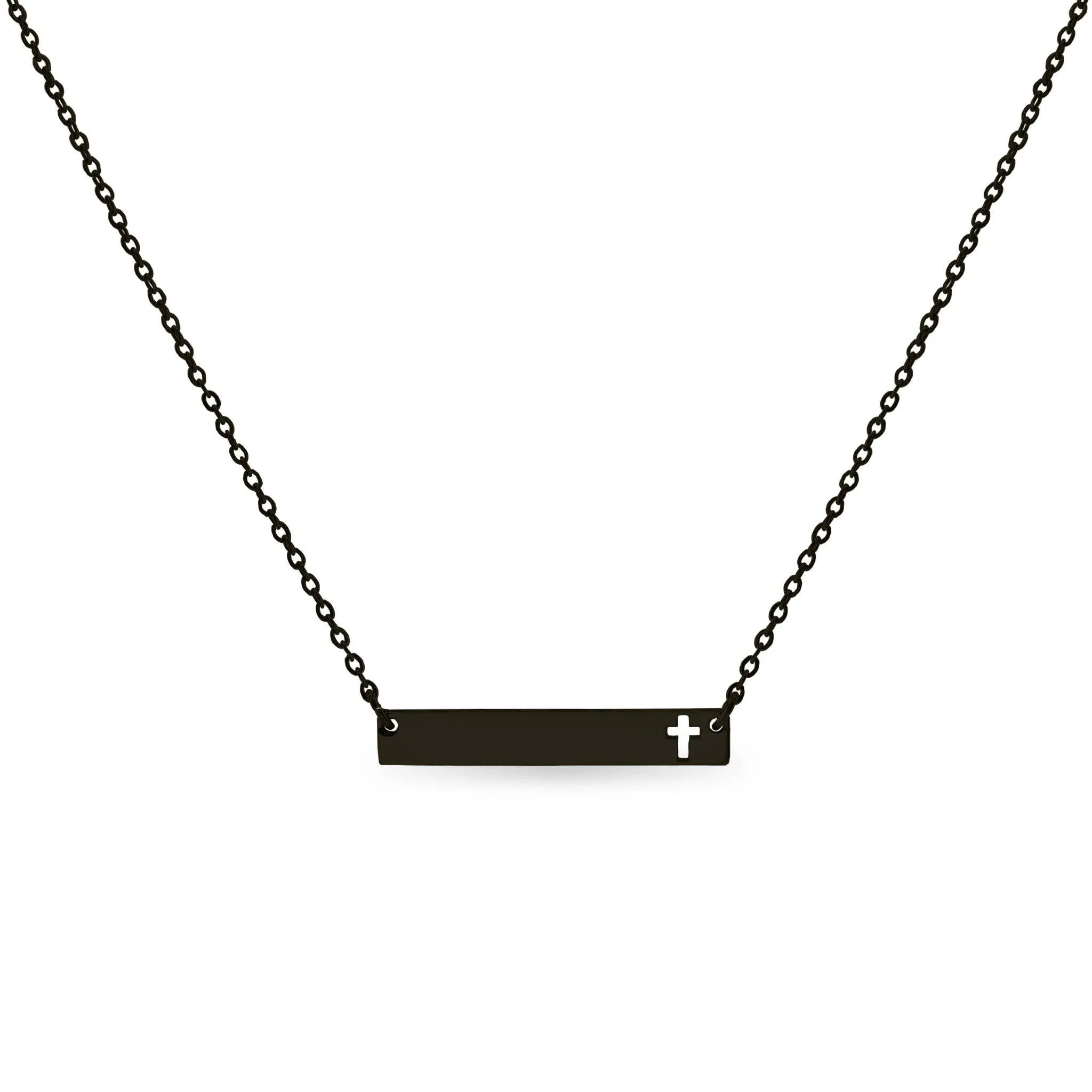 Stainless Steel Cutout Cross Bar Necklace