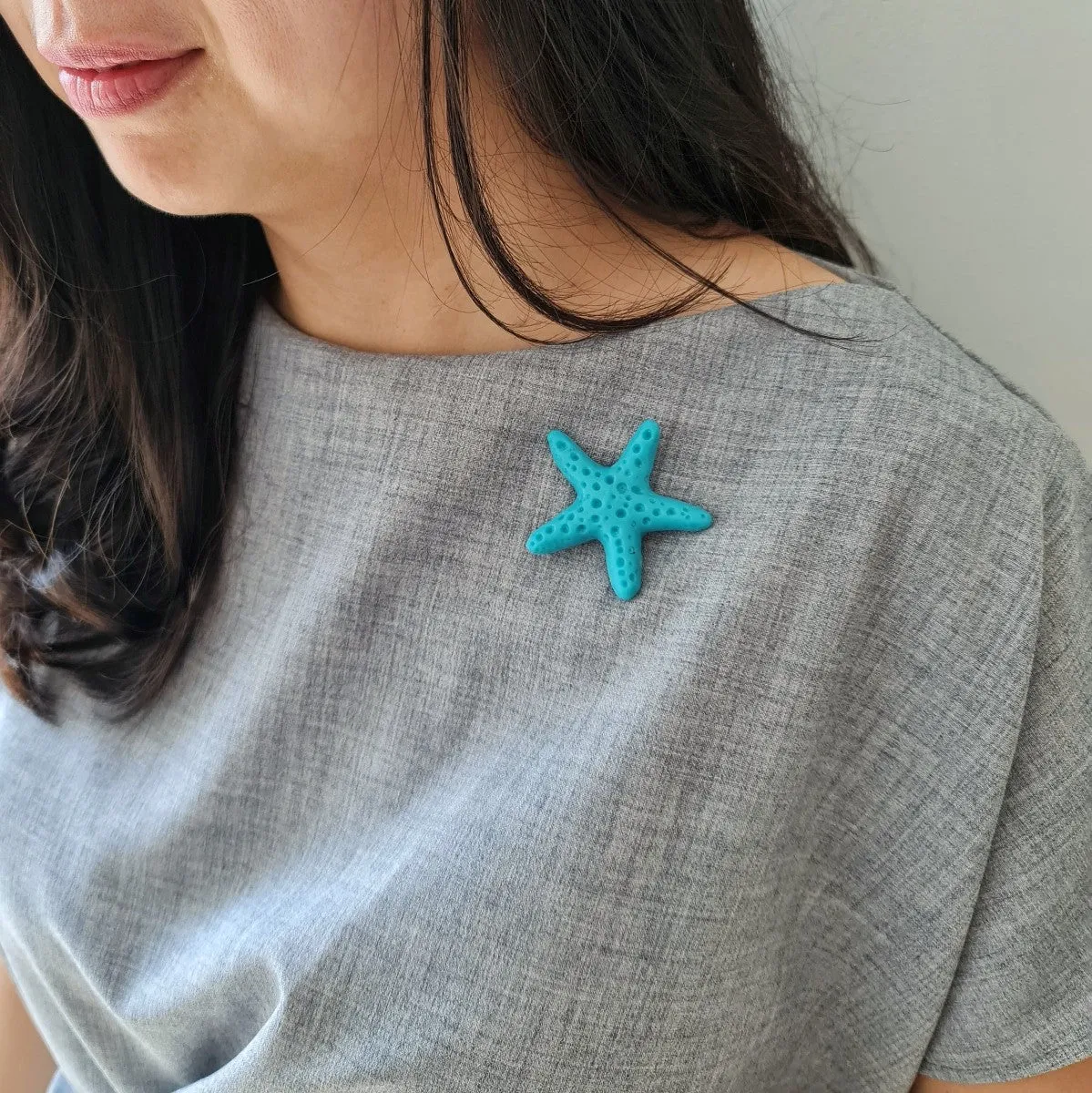 Starfish Tuquoise Brooch