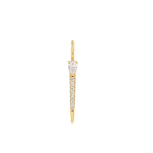 Sterling Silver & 14K Yellow Gold Plated Cubic Zirconia Bar Charm by Ania Haie