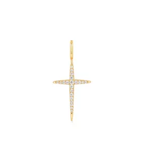 Sterling Silver & 14K Yellow Gold Plated Cubic Zirconia Cross Charm by Ania Haie