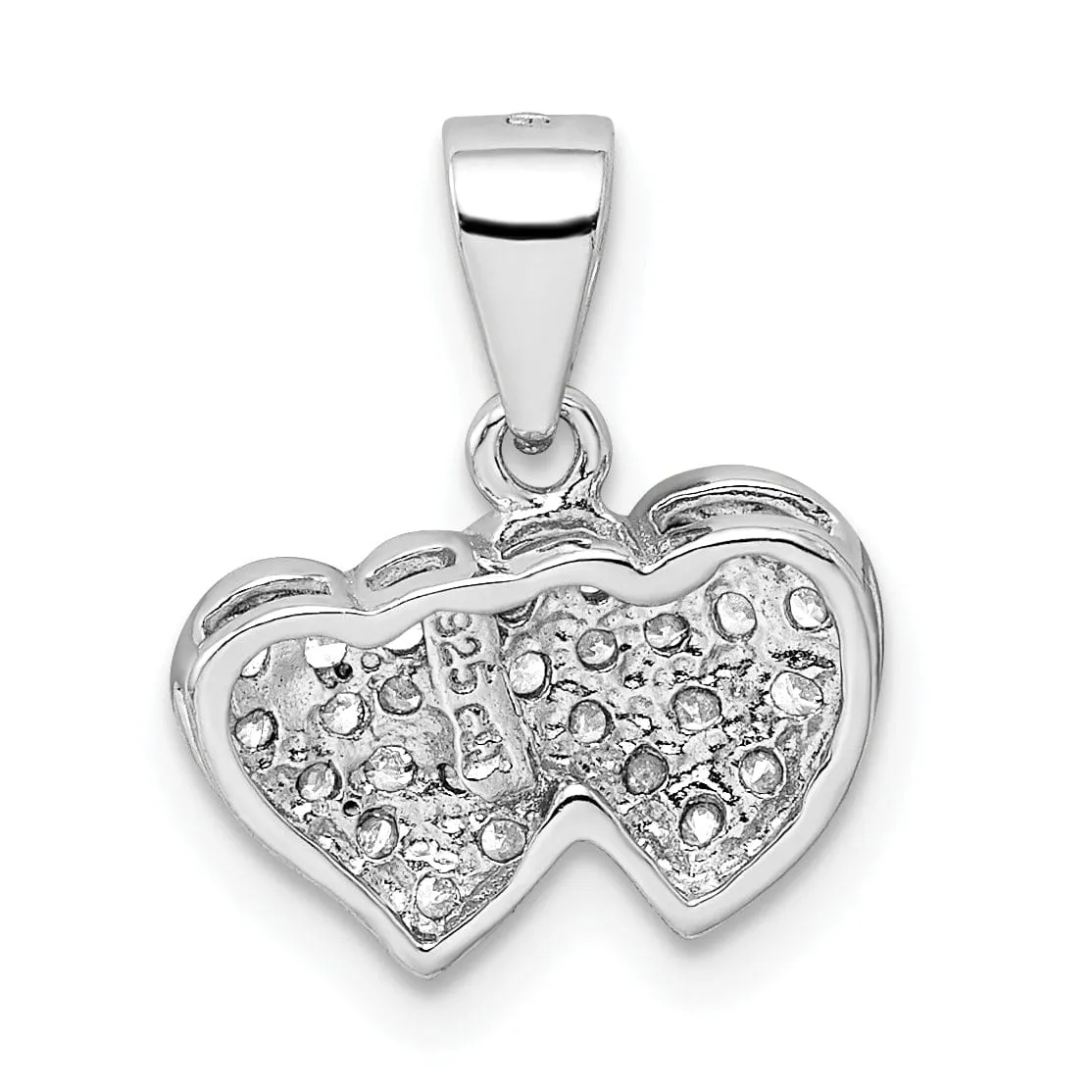 Sterling Silver C.Z Small Double Heart Charm