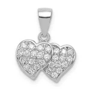 Sterling Silver C.Z Small Double Heart Charm