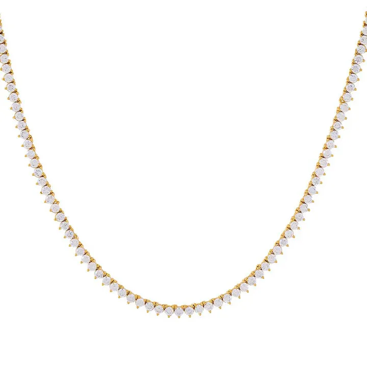 Sterling Silver Gold Plated CZ Tennis Necklace- 15 inches