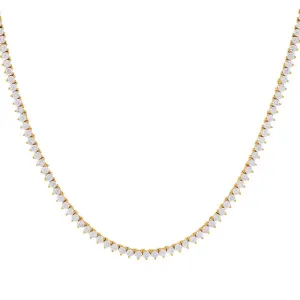 Sterling Silver Gold Plated CZ Tennis Necklace- 15 inches