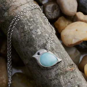 Sterling Silver Larimar Birdie Necklace