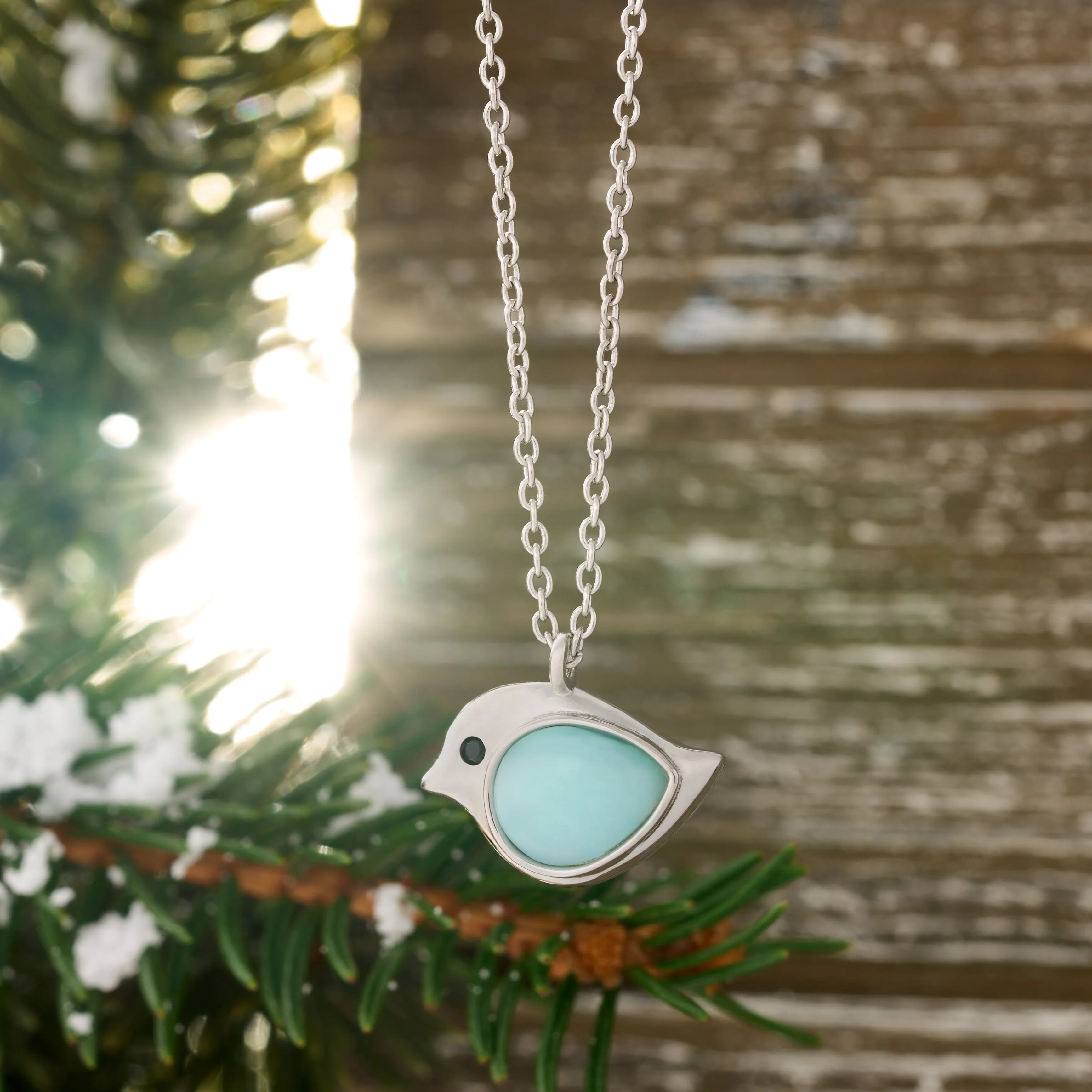 Sterling Silver Larimar Birdie Necklace