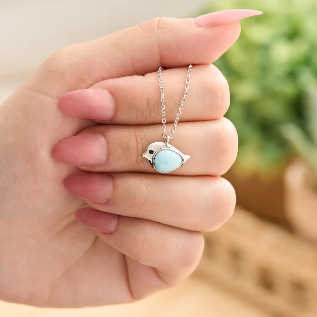 Sterling Silver Larimar Birdie Necklace