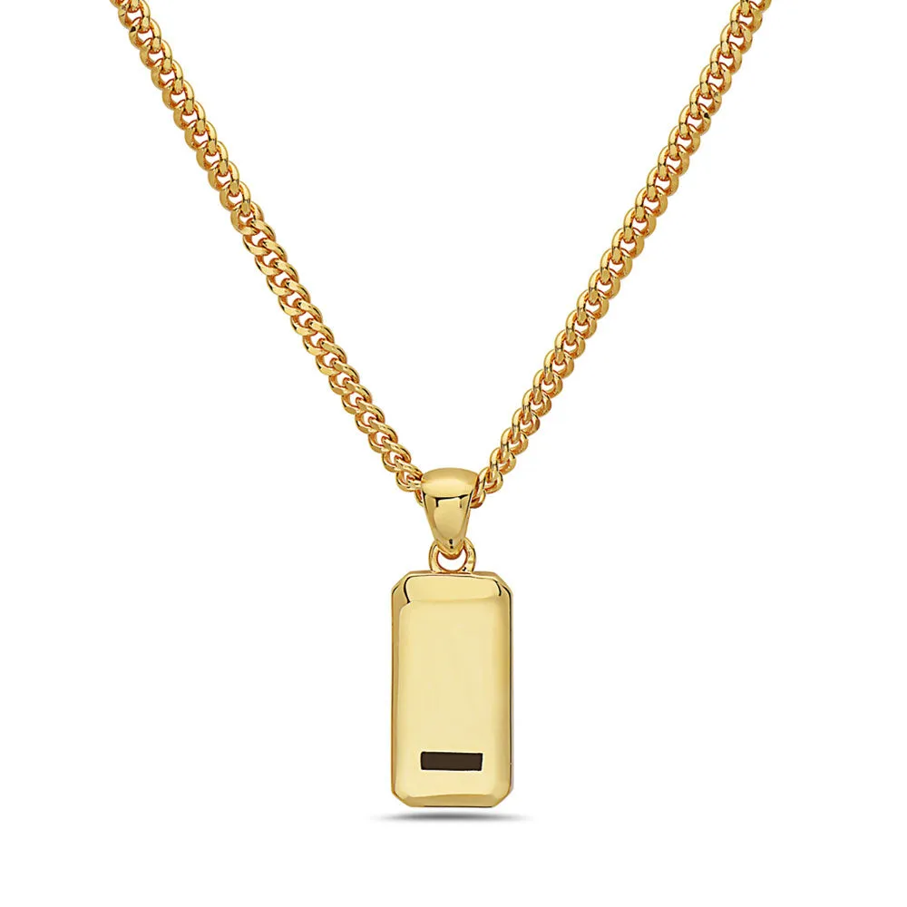 The Brick Necklace  - JOEY ZAUZIG SQUARE GOLD BAR SHAPE BLACK BAR NECKLACE