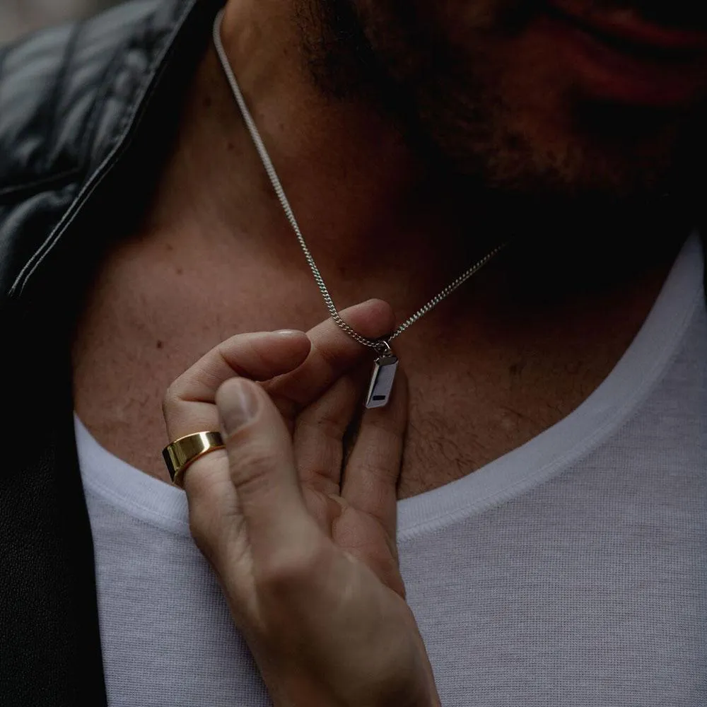 The Brick Necklace  - JOEY ZAUZIG SQUARE GOLD BAR SHAPE BLACK BAR NECKLACE