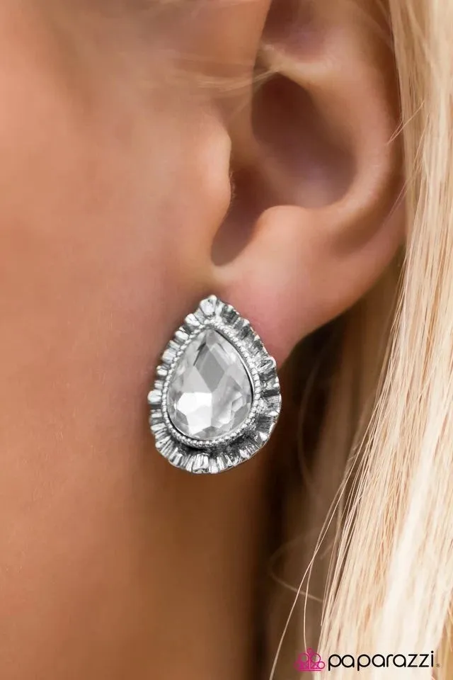 The Royal Court - White Clip-On Earrings