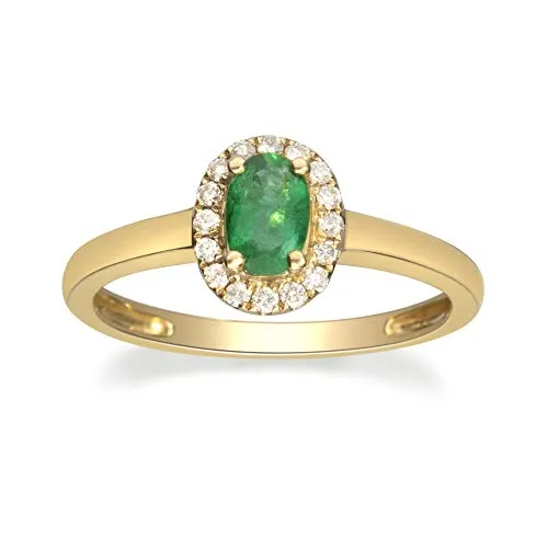 Timeless Beauty: Anya 10K Yellow Gold Ring with Oval-Cut Natural Zambian Emerald