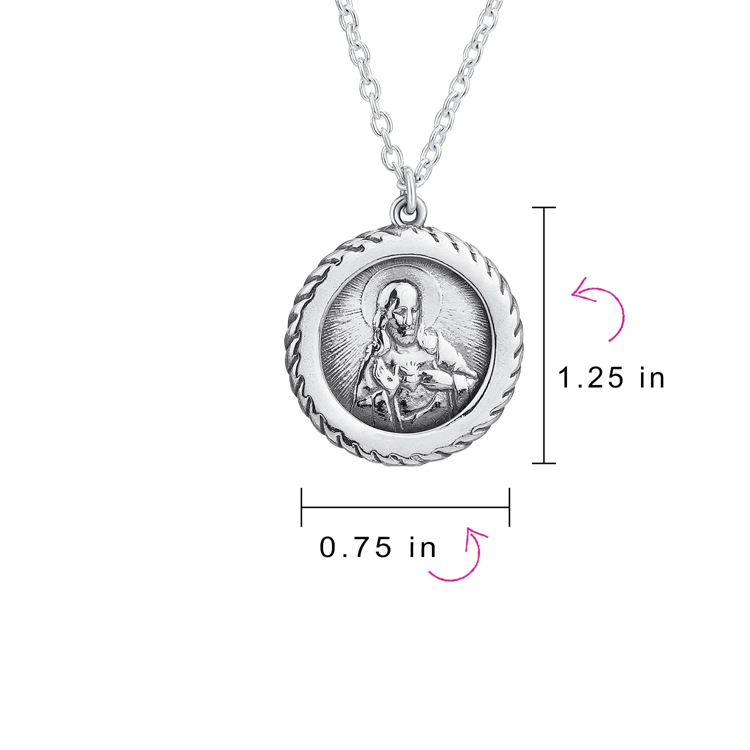 Unisex Christian Jesus Christ Pendant Necklace in Sterling Silver