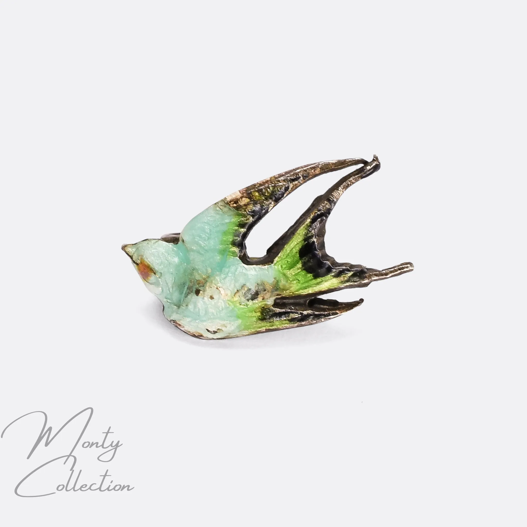 Victorian Enamel "Tiny Swallow" Brooch