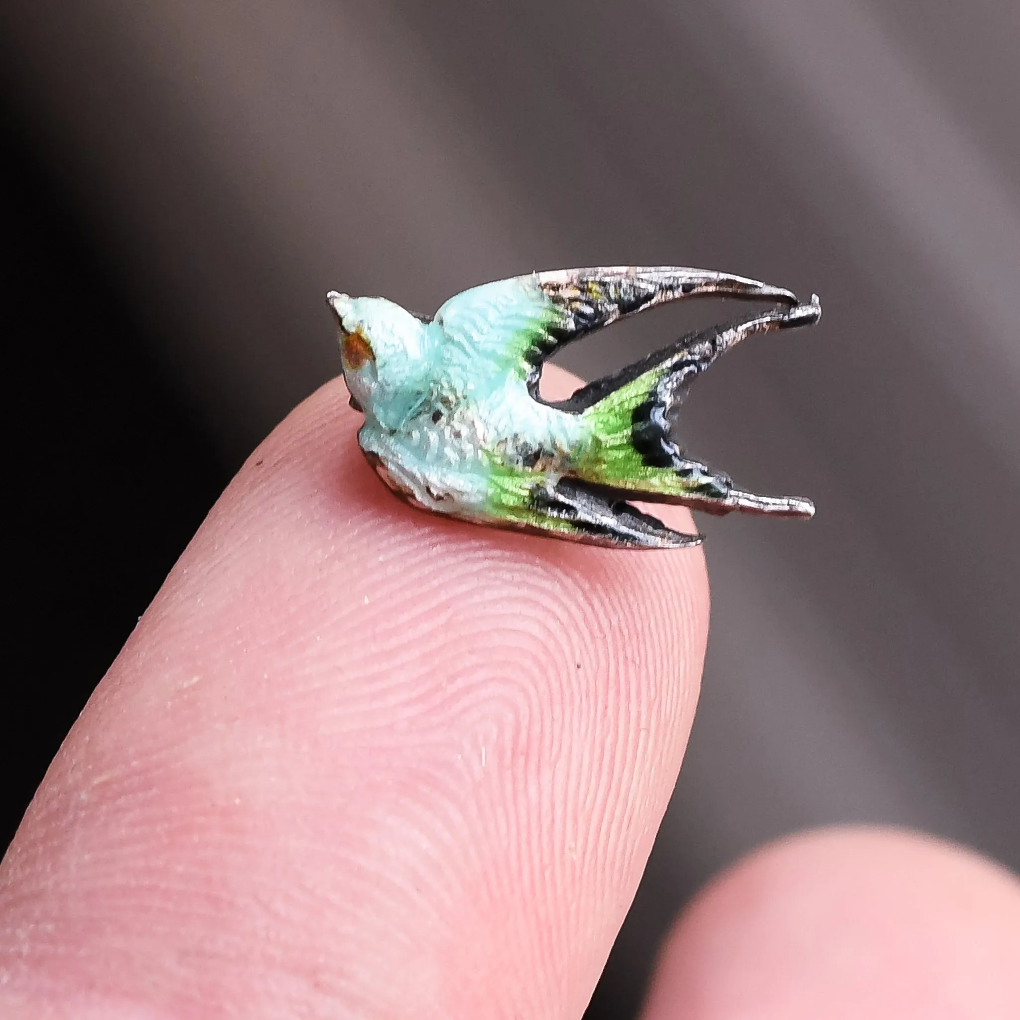 Victorian Enamel "Tiny Swallow" Brooch