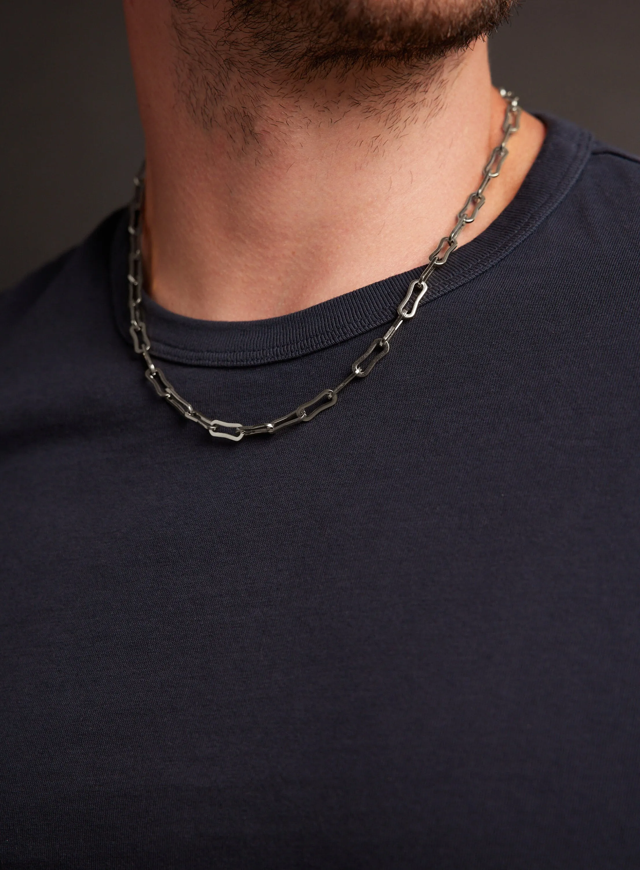 Waterproof Mens Silver Large Cable Chain Necklace