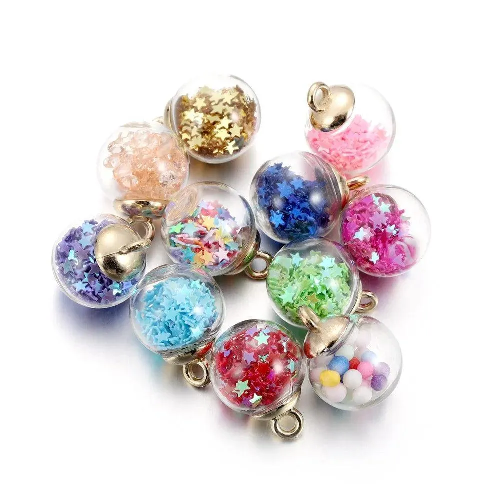 Whimsical Star Sequins Glass Pendants: Create Sparkling Jewelry