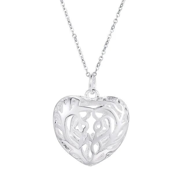 Wholesale different Free shipping fashion silver color jewelry elegant charms retro exquisite heart pendant necklace women ,