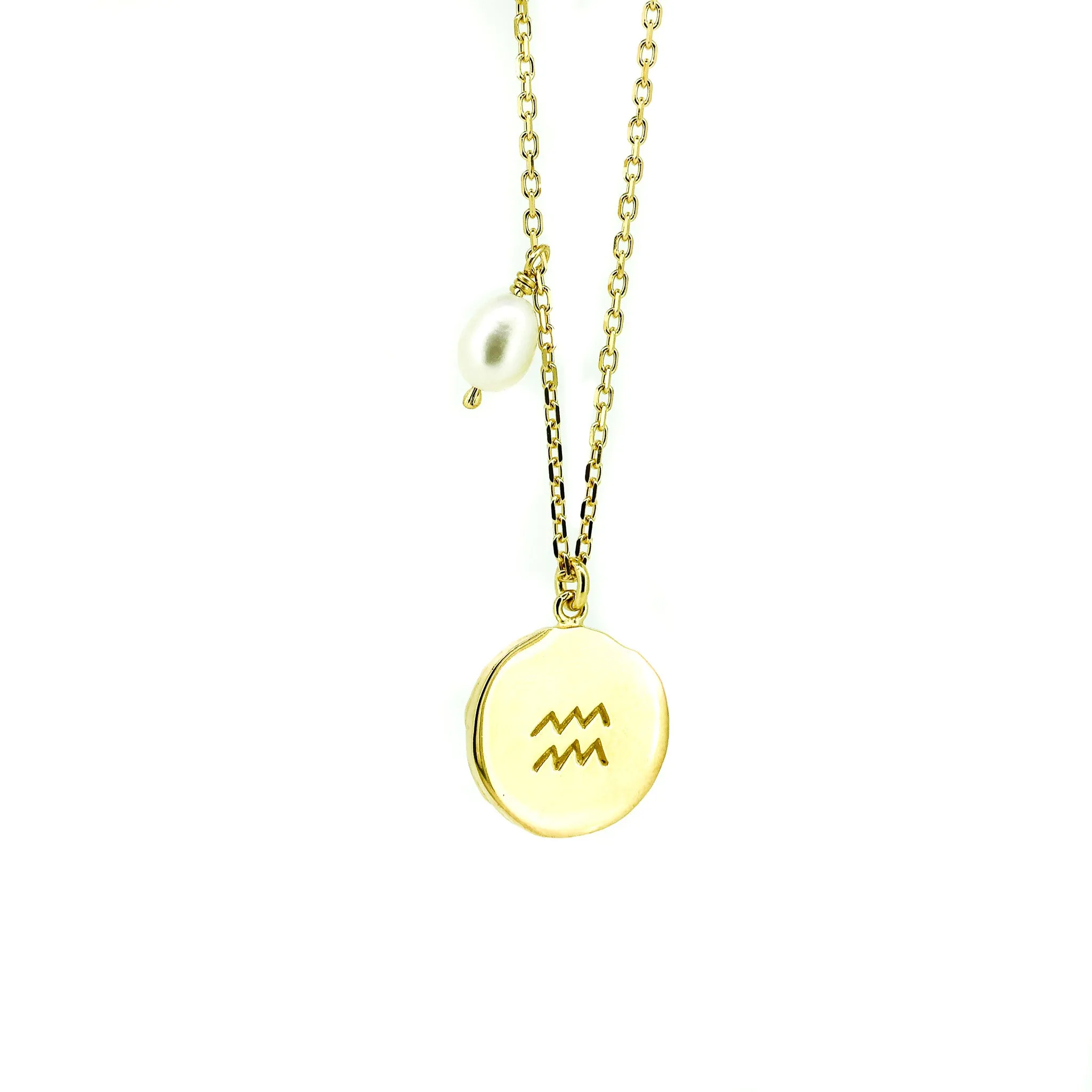 Zodiac Necklace Aquarius Gold