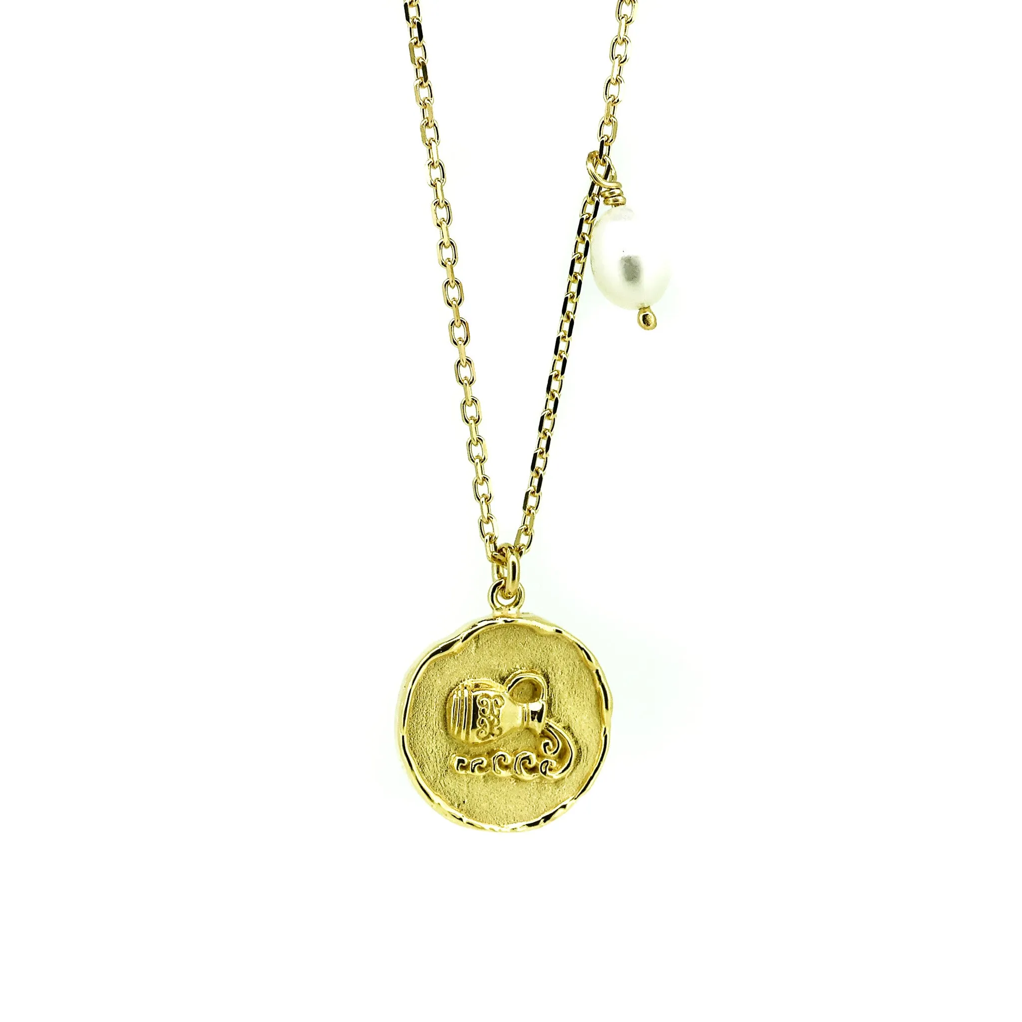 Zodiac Necklace Aquarius Gold